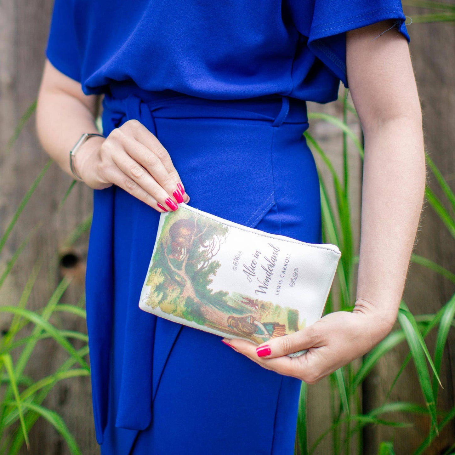 Alice in Wonderland Original Turquoise Book Pouch Purse Bag