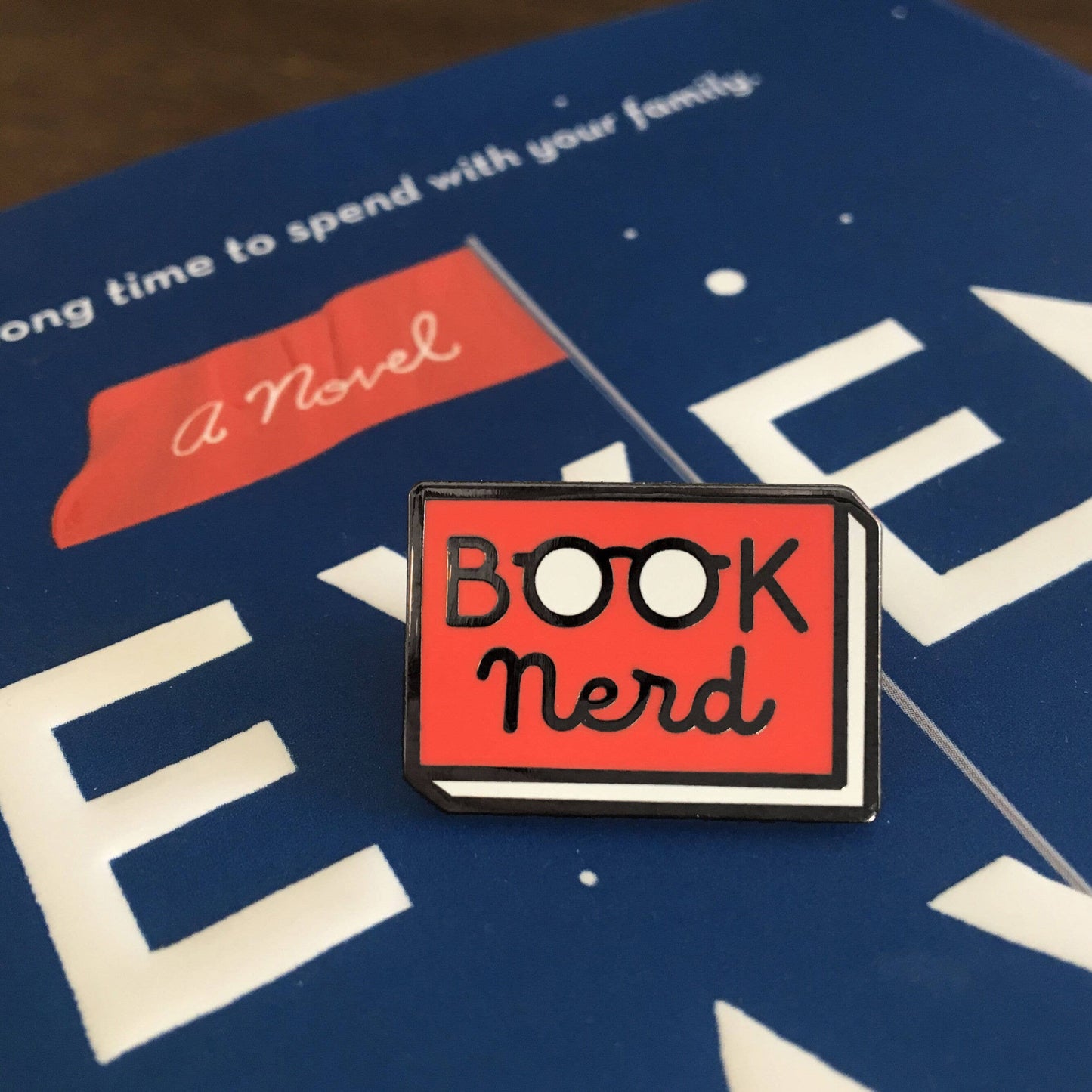 Book Nerd Enamel Pin - book lover - reader gift: Blue