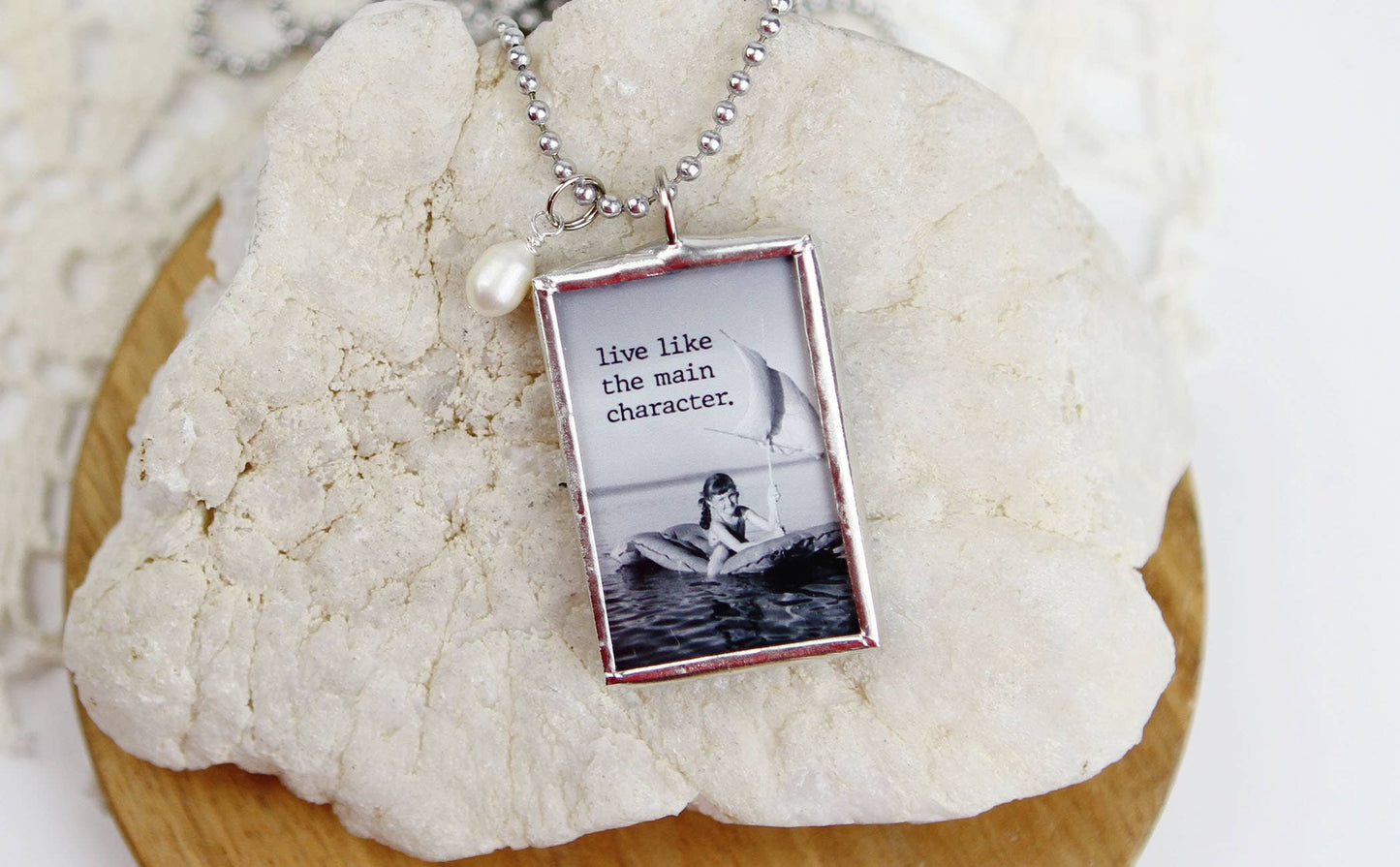 Live Like The Main Character Vintage Photo Charm Necklace: Charm Only