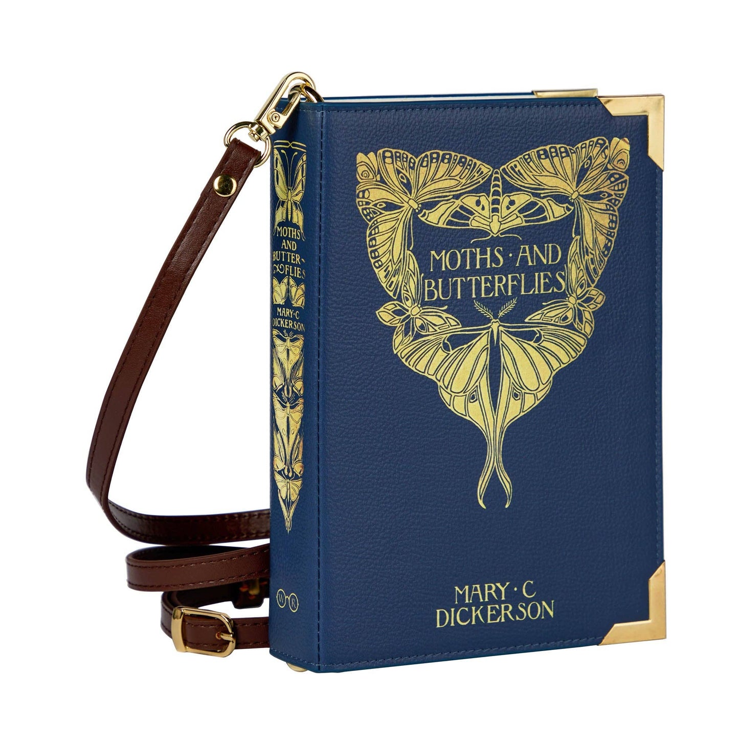 Moths and Butterflies Book Handbag Crossbody Purse: Large