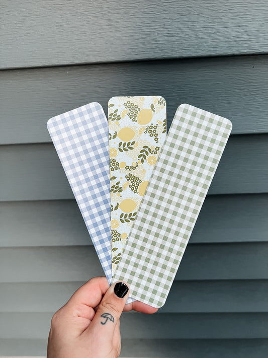 Lemon Gingham Bookmark Set