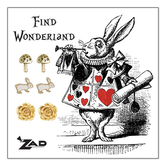 Find Wonderland Alice Inspired Post Earrings Set