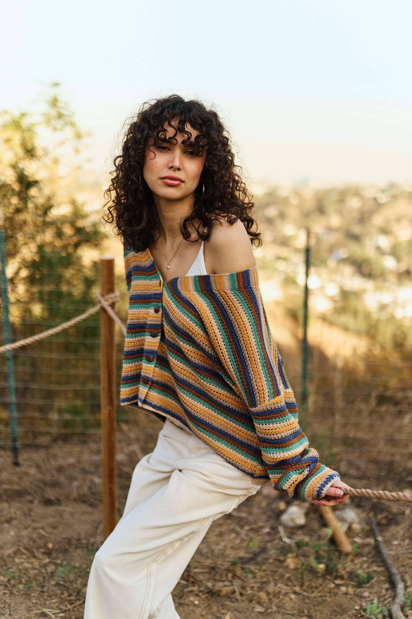 Multi Color Striped Button Down Cardigan