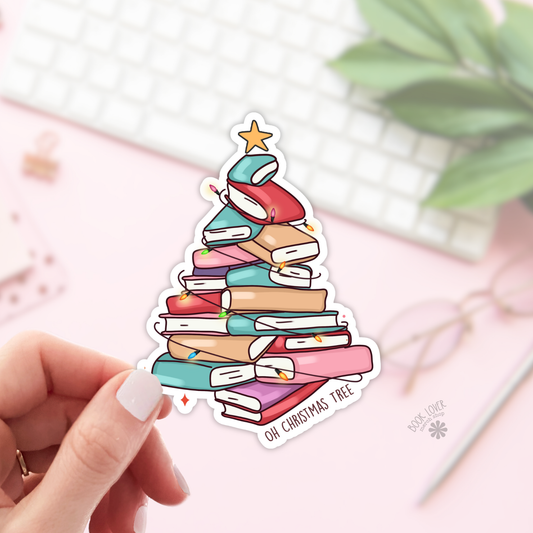 Christmas Tree with Books / Bookish Stickers / Book Lover: Matte Stickers 3''