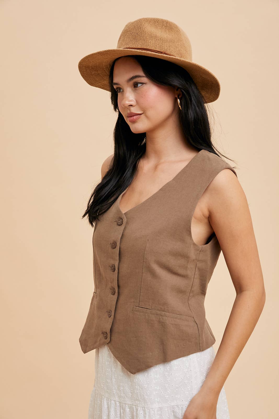 COTTON LINEN BLEND VEST