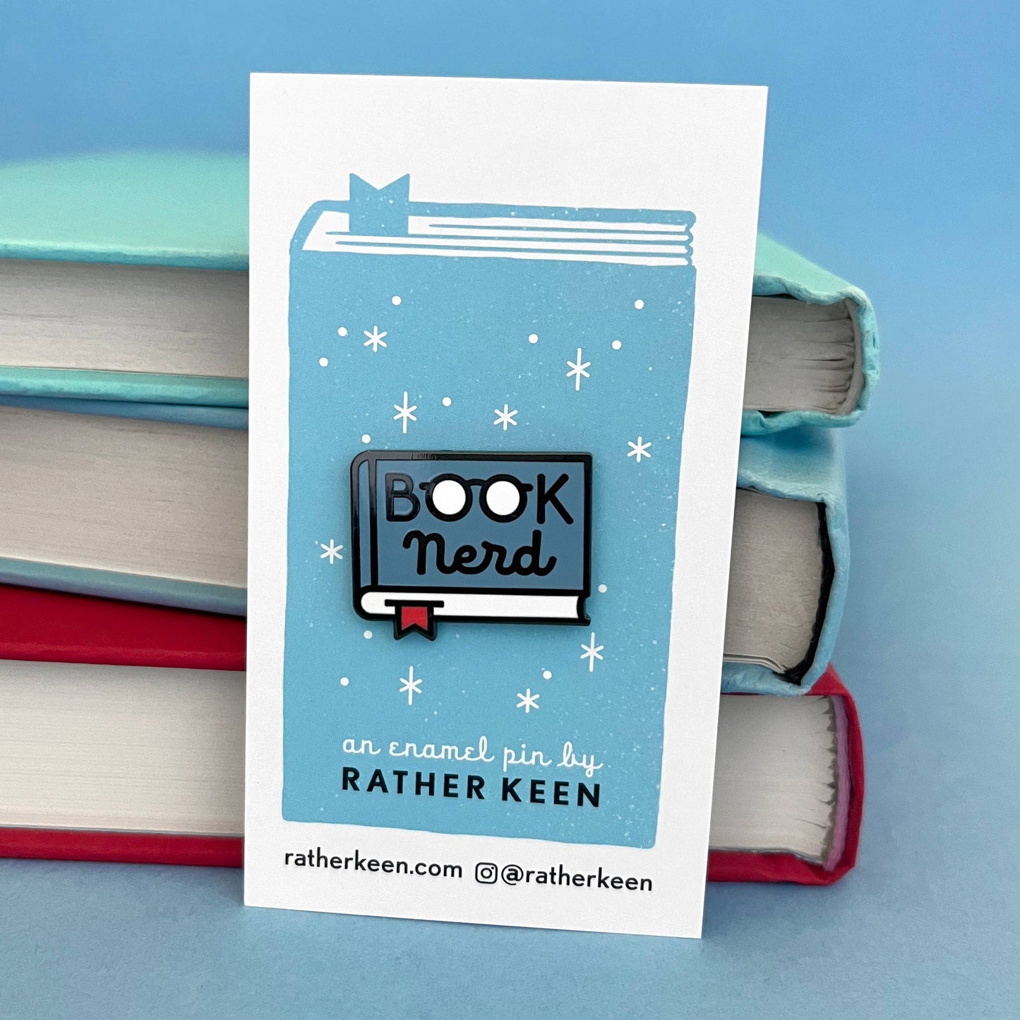 Book Nerd Enamel Pin - book lover - reader gift: Blue