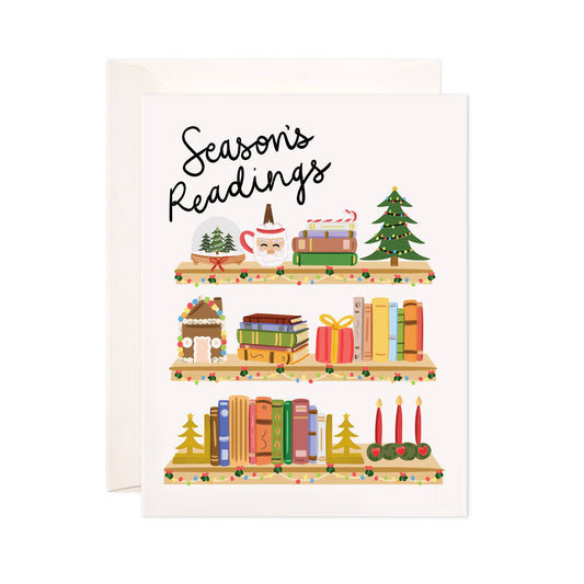 Season's Readings Greeting Card - Christmas Bookstore Card: Single Card