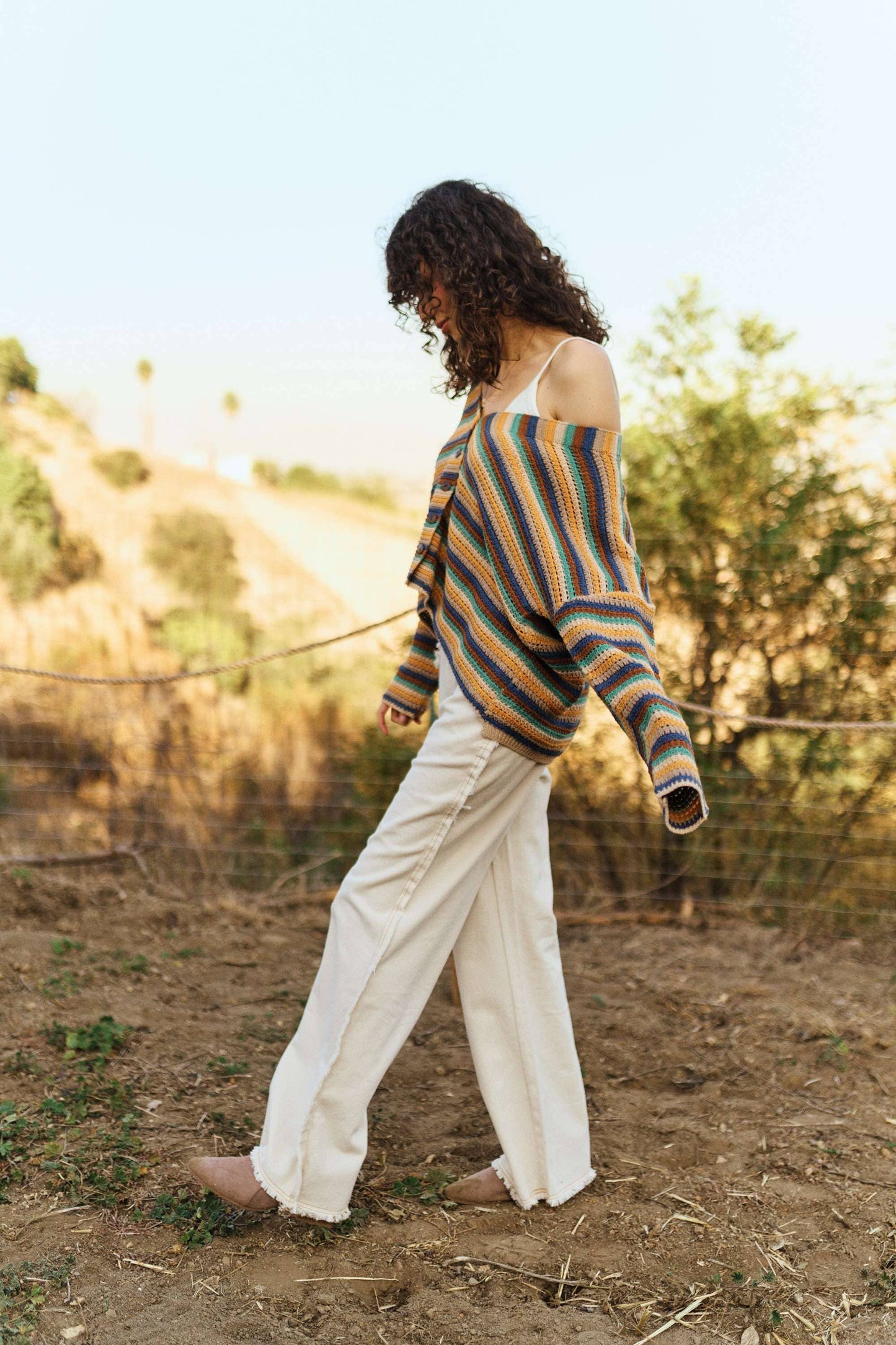 Multi Color Striped Button Down Cardigan