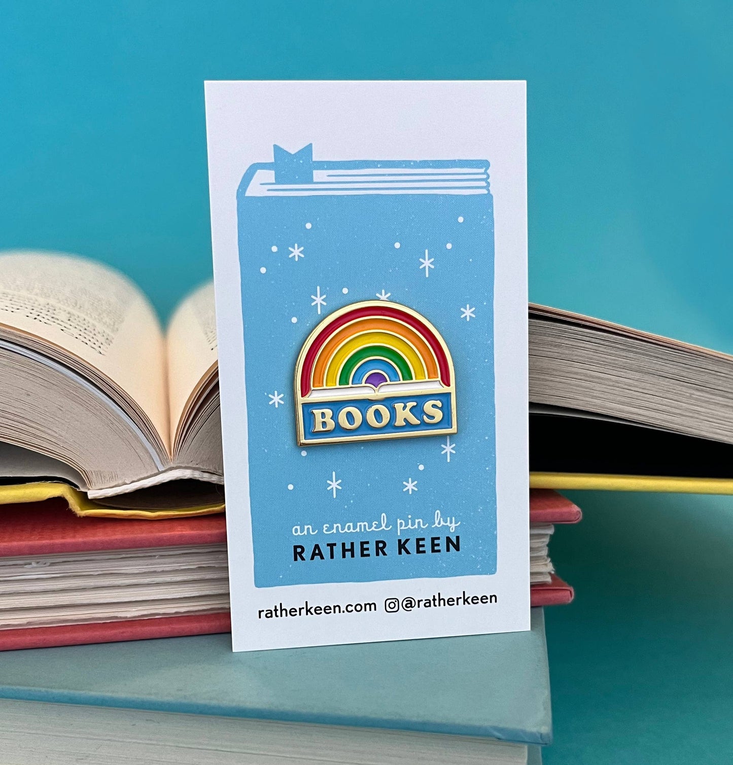 Rainbow Book enamel pin - reading rainbow inspired