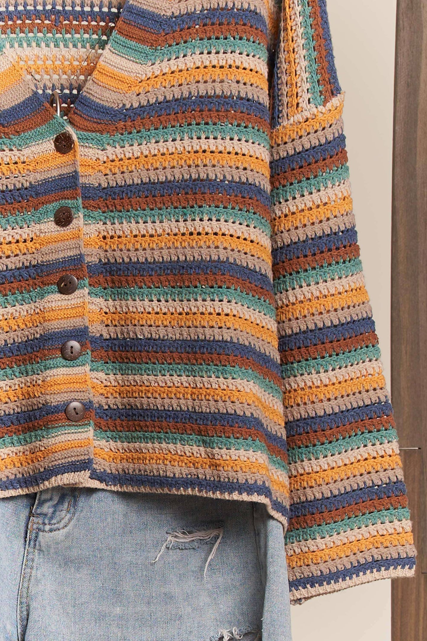 Multi Color Striped Button Down Cardigan