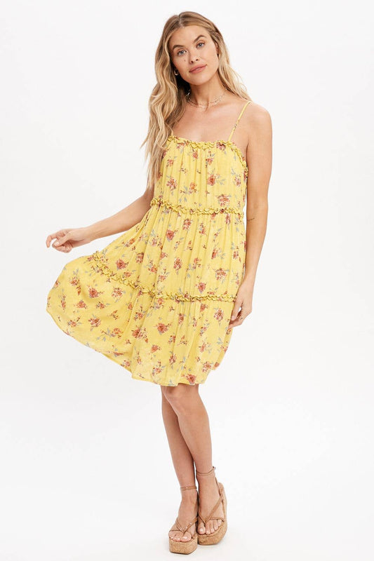 Yellow Floral Slip Dress