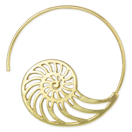 Stylish Spiral Gold Shell Hoop Earrings