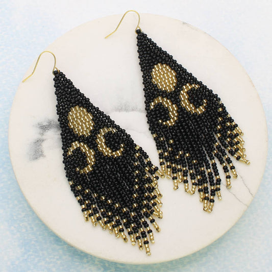 Lunar Reflections Moon Seed Bead Earrings